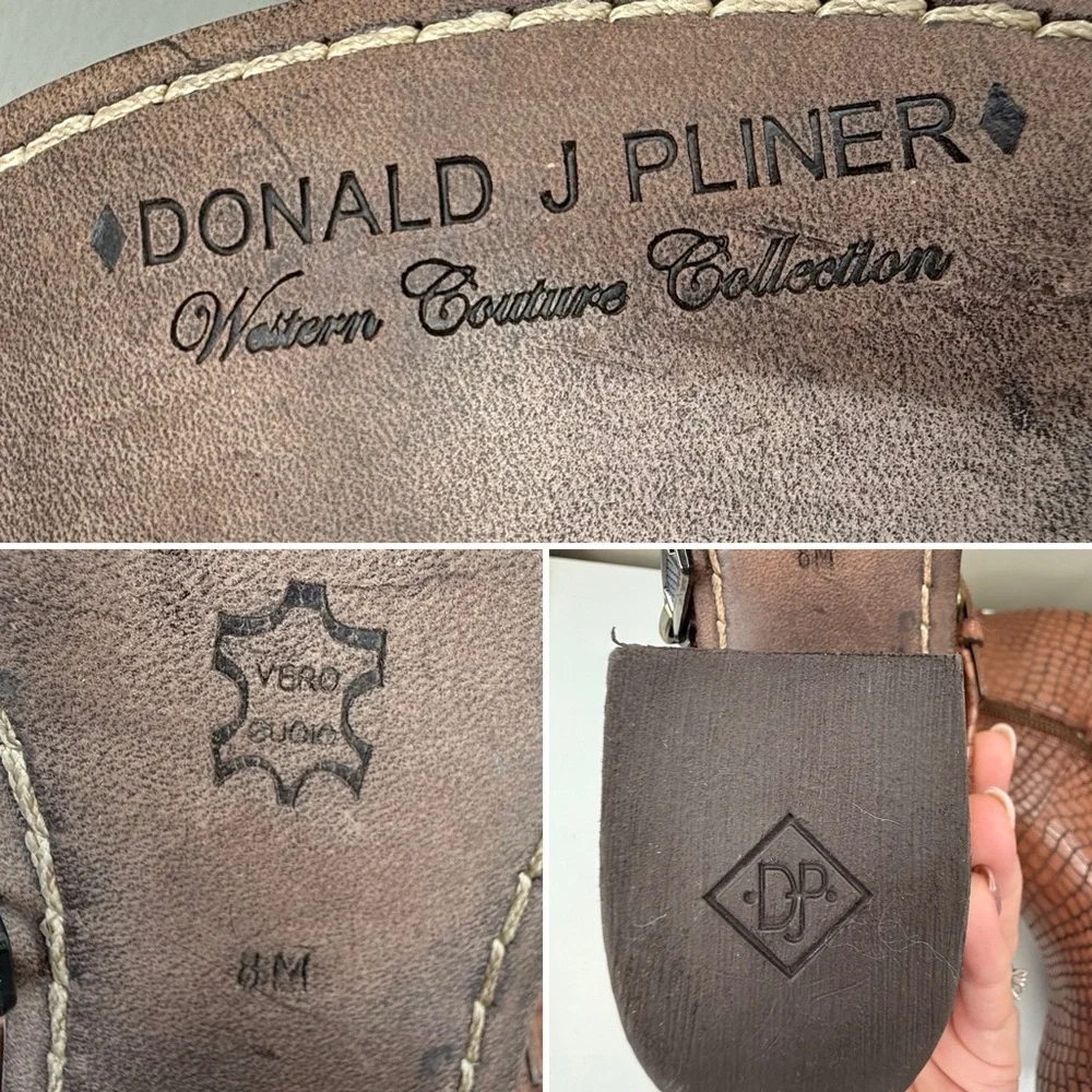 Donald J Pliner Dalis Western Couture Ankle Boots Snakeskin Embossed Leather 8M - Picture 9 of 10